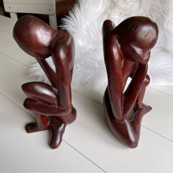ART-1 | Abstract Hand Carved Wood Thinking Man Cross-Over Legs Sculpture Statue - Picture 11 of 13